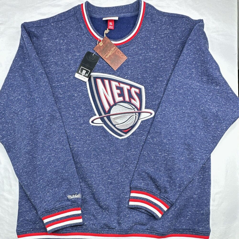 Mitchell & Ness New Jersey Nets NBA Blue Crewneck Sweatshirt Mens XL